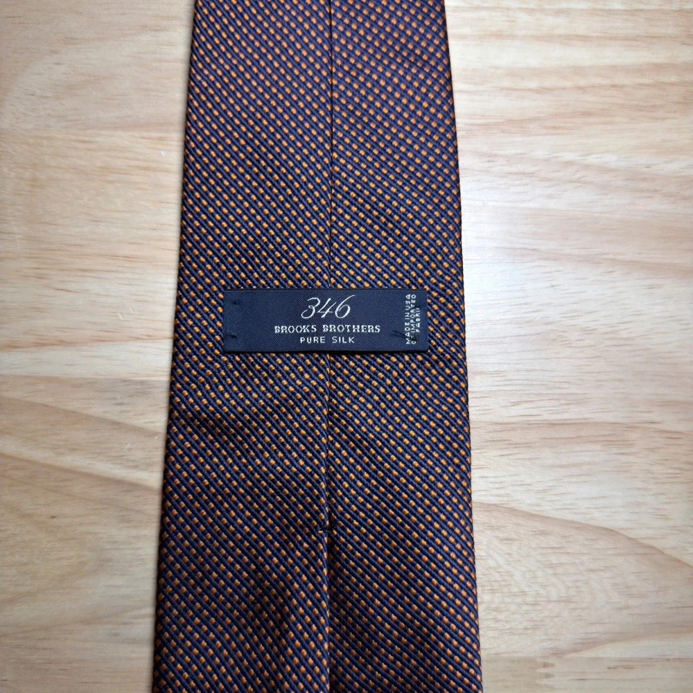 Brooks Brothers Necktie Mens Blue Orange‎ Geometric Silk Formal Business Office
